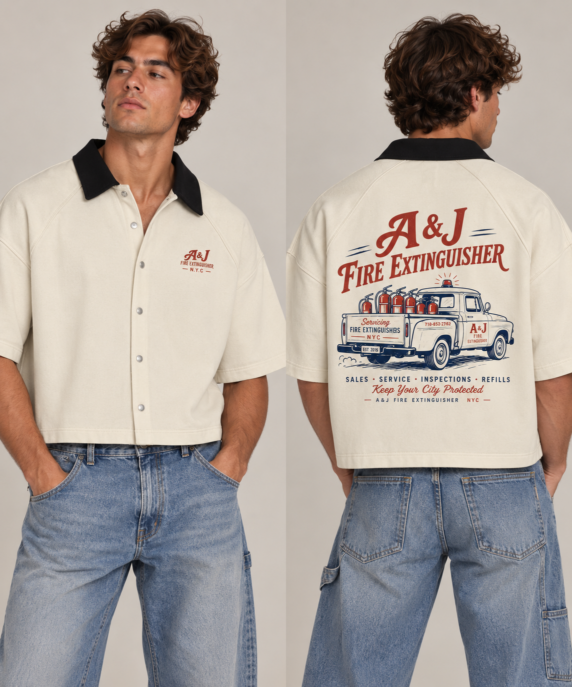 A&J Truck Service Shirt, on model, male